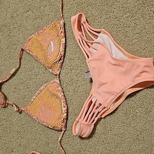 Pink Sequin Bikini Top